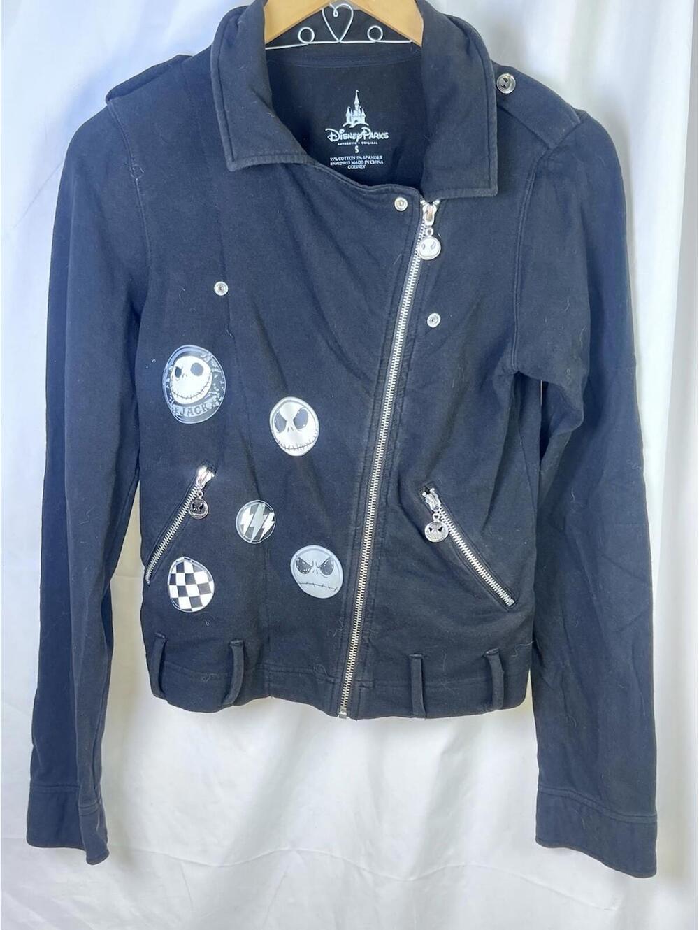 Disney Parks Nightmare Before Christmas Moto Black Hooded Jacket Women's SMALL